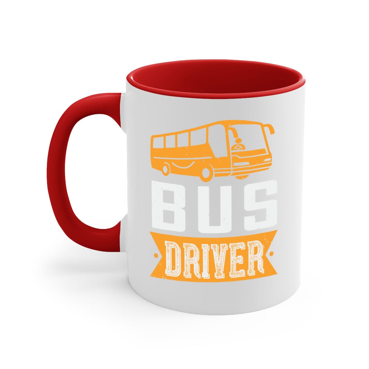 Bus driver Style 40# Mug featuring a glossy finish, colored handle, and interior, available in five colors.