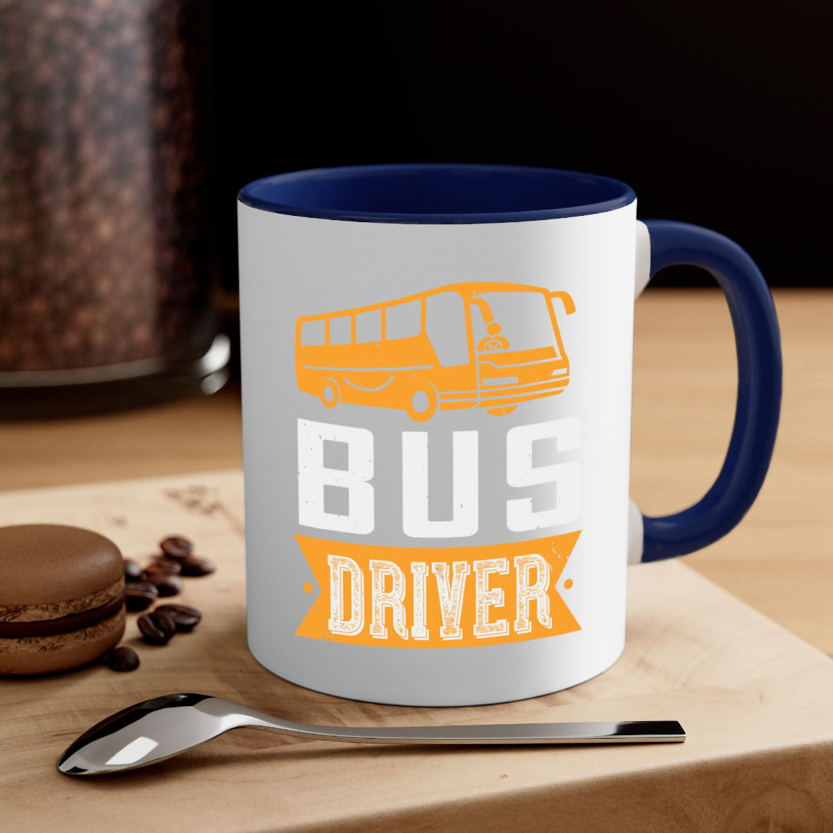 Bus driver Style 40# Mug featuring a glossy finish, colored handle, and interior, available in five colors.