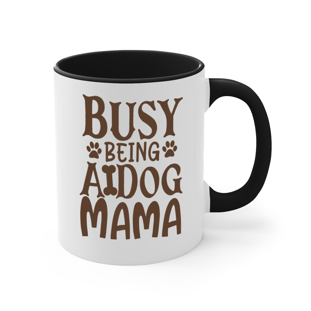 Busy Being A Dog Mama Style 124# Mug with a glossy finish, featuring a colored handle and interior, available in five colors.