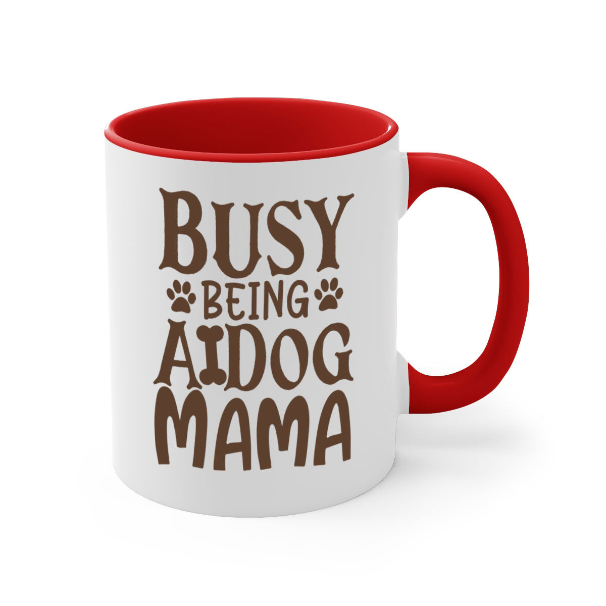 Busy Being A Dog Mama Style 124# Mug with a glossy finish, featuring a colored handle and interior, available in five colors.