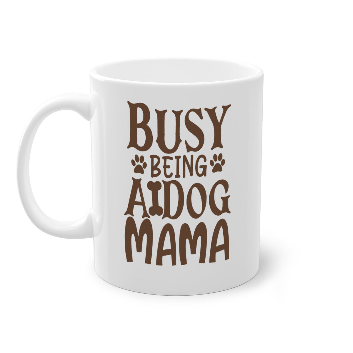 Busy Being A Dog Mama Style 124# Mug with a glossy finish, featuring a colored handle and interior, available in five colors.