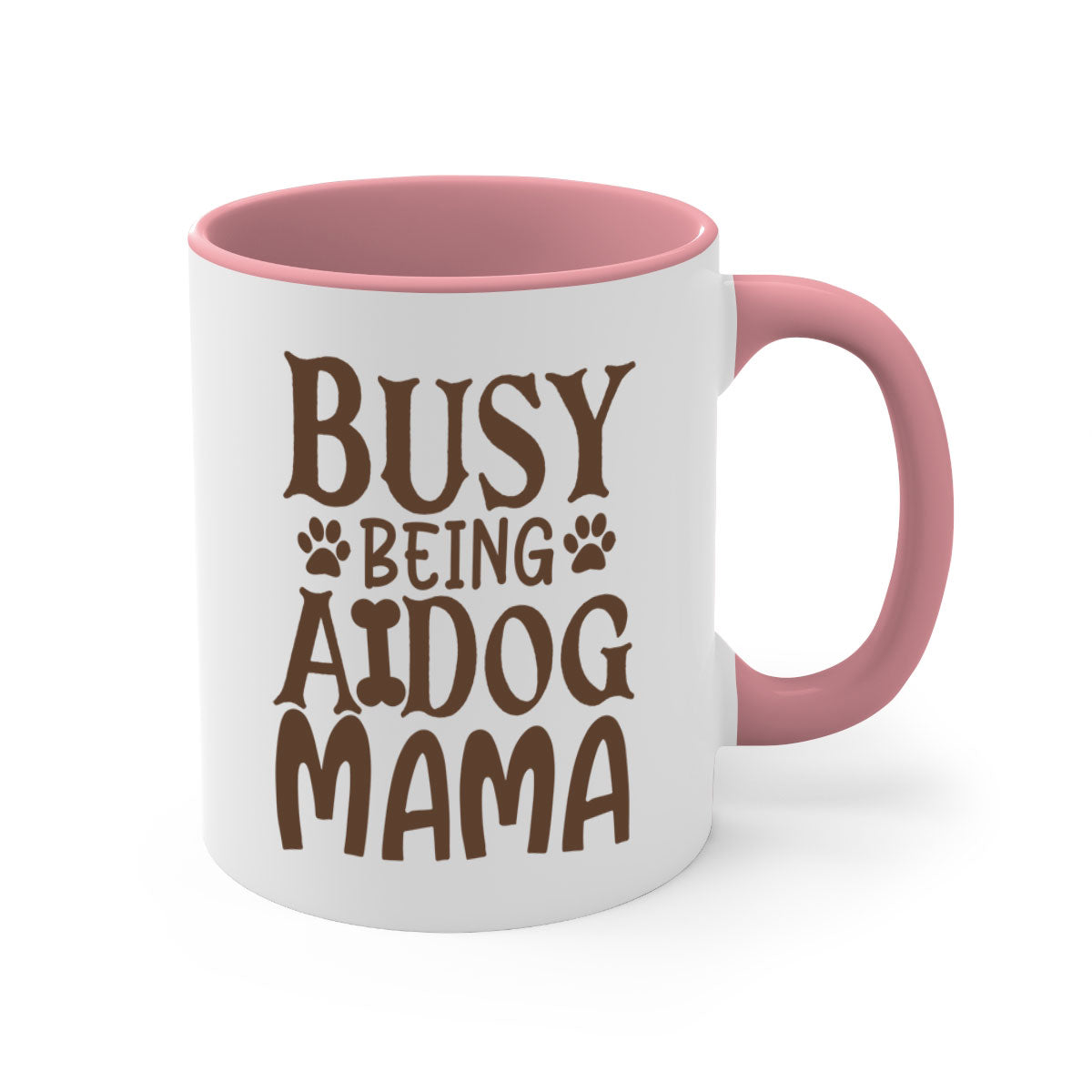 Busy Being A Dog Mama Style 124# Mug with a glossy finish, featuring a colored handle and interior, available in five colors.