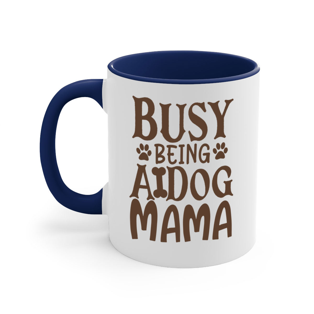 Busy Being A Dog Mama Style 124# Mug with a glossy finish, featuring a colored handle and interior, available in five colors.