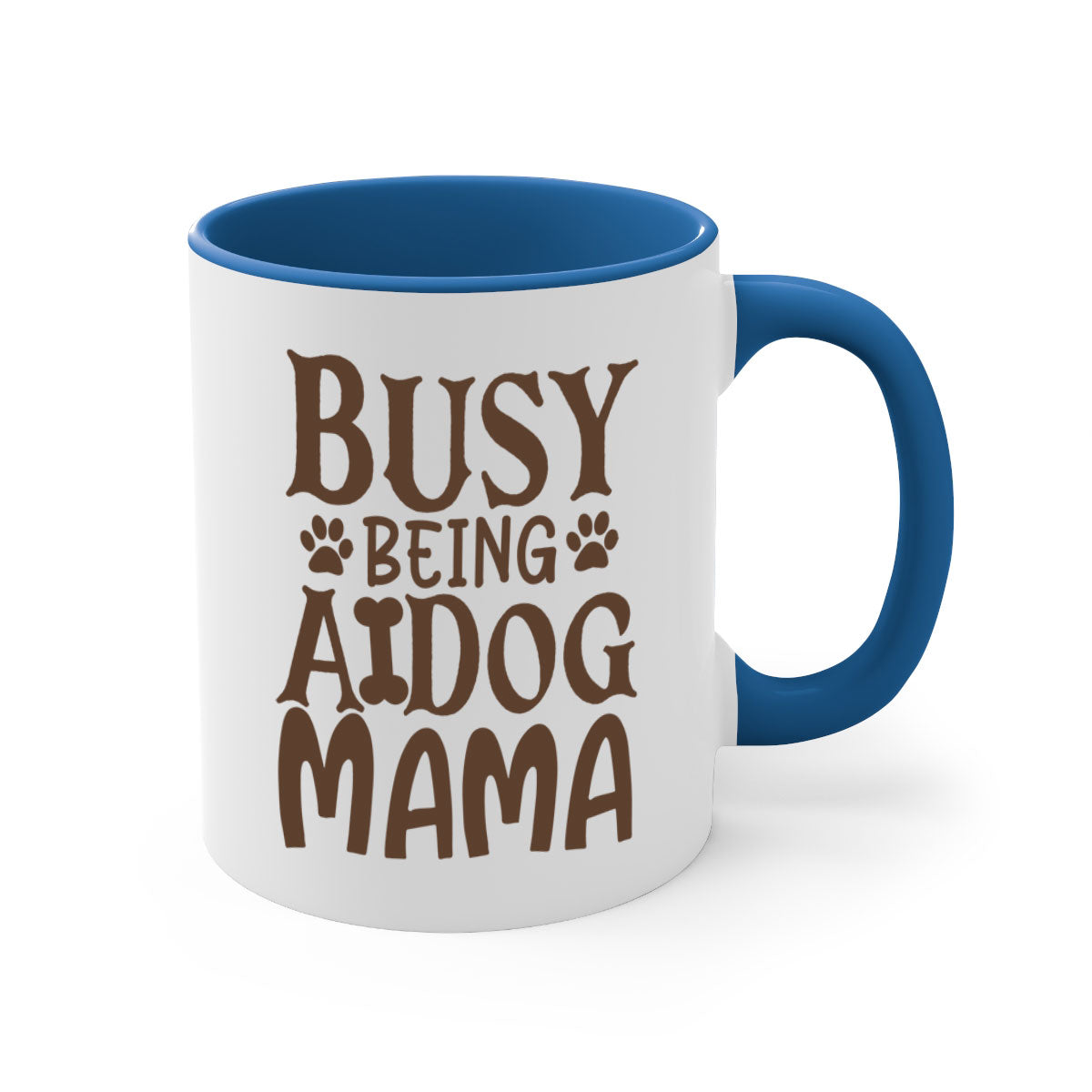 Busy Being A Dog Mama Style 124# Mug with a glossy finish, featuring a colored handle and interior, available in five colors.