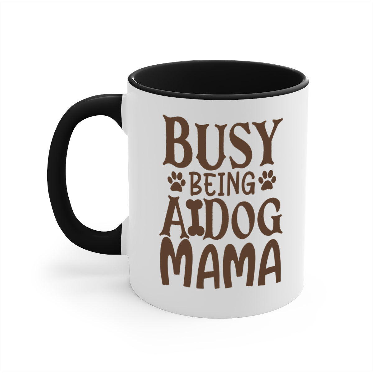 Busy Being A Dog Mama Style 124# Mug with a glossy finish, featuring a colored handle and interior, available in five colors.