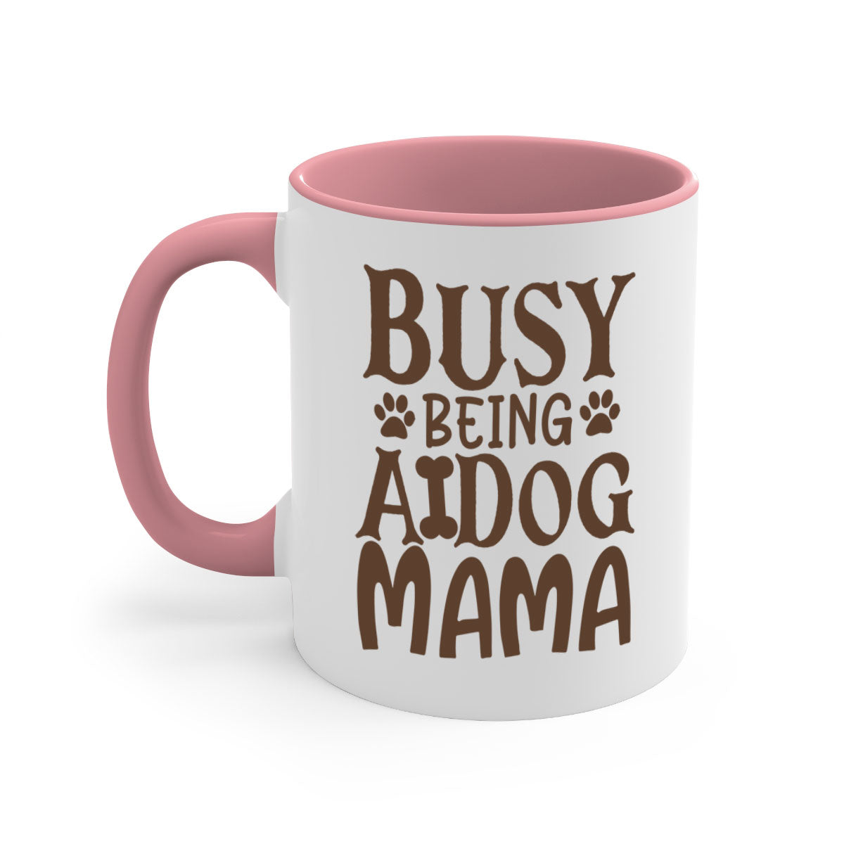 Busy Being A Dog Mama Style 124# Mug with a glossy finish, featuring a colored handle and interior, available in five colors.