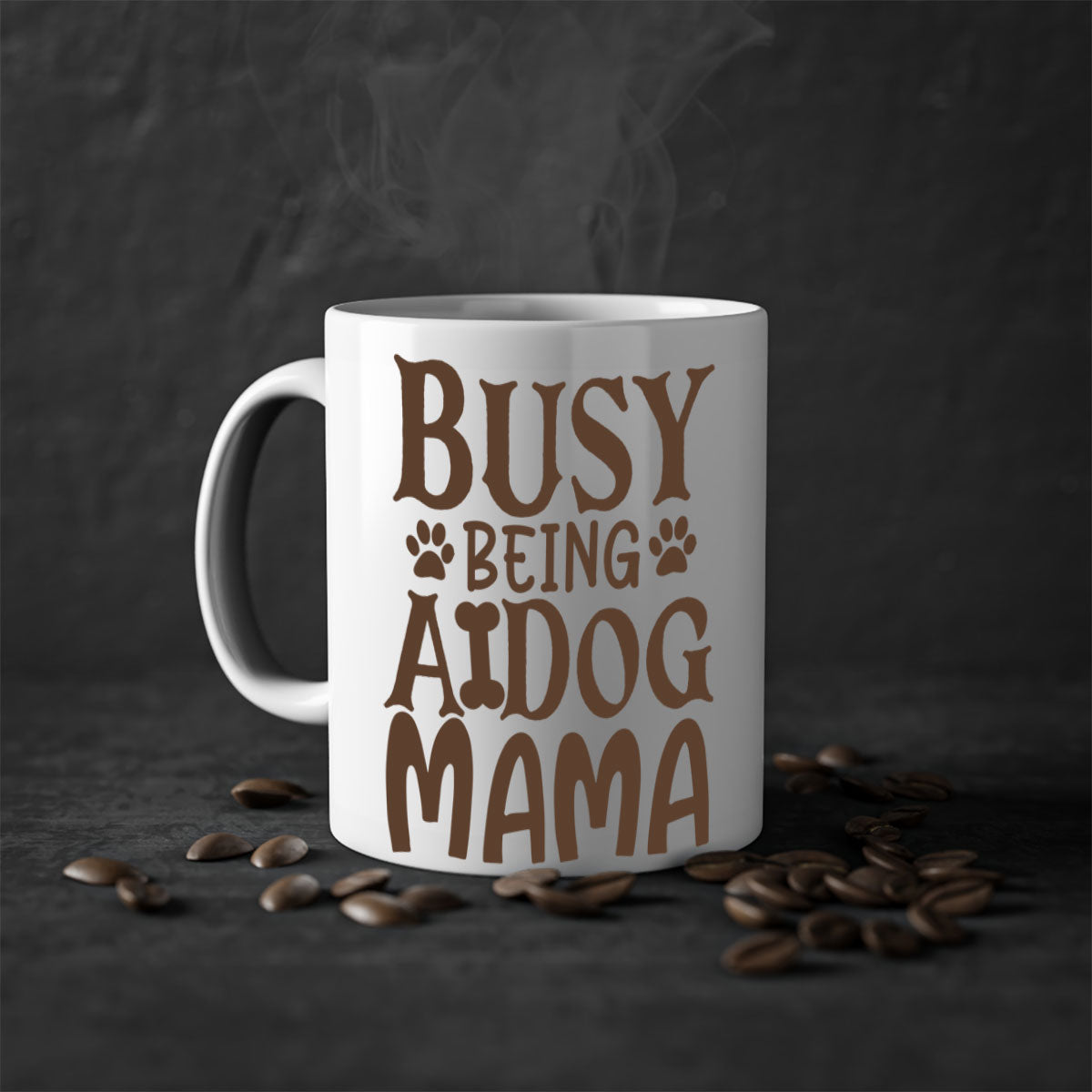 Busy Being A Dog Mama Style 124# Mug with a glossy finish, featuring a colored handle and interior, available in five colors.