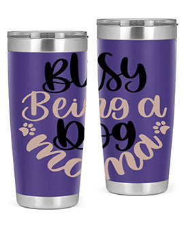 Busy Being A Dog Style 32# Tumbler in stainless steel with a fun dog-themed design, perfect for hot and cold beverages.