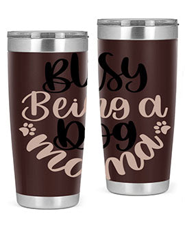 Busy Being A Dog Style 32# Tumbler in stainless steel with a fun dog-themed design, perfect for hot and cold beverages.