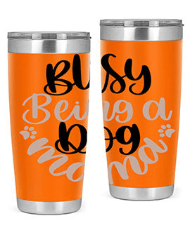 Busy Being A Dog Style 32# Tumbler in stainless steel with a fun dog-themed design, perfect for hot and cold beverages.