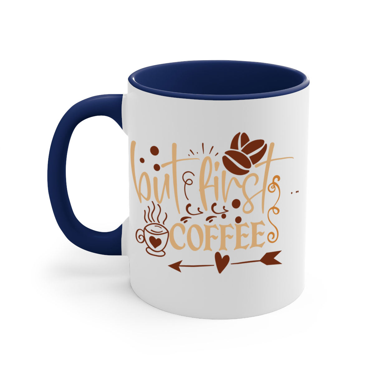 A stylish two-tone coffee mug with a glossy finish, featuring a colored handle and interior, available in multiple colors.