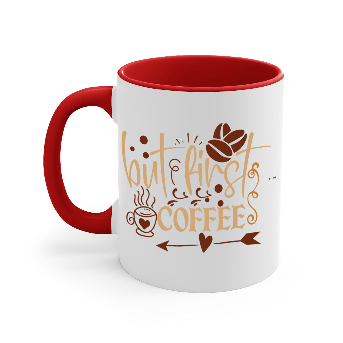 A stylish two-tone coffee mug with a glossy finish, featuring a colored handle and interior, available in multiple colors.