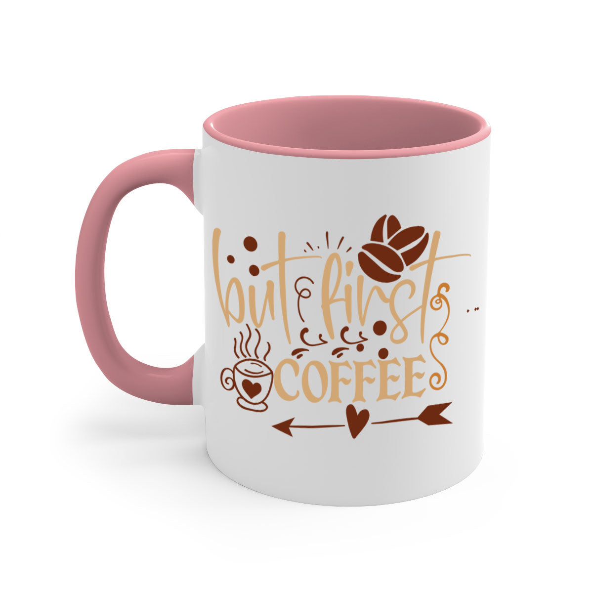 A stylish two-tone coffee mug with a glossy finish, featuring a colored handle and interior, available in multiple colors.