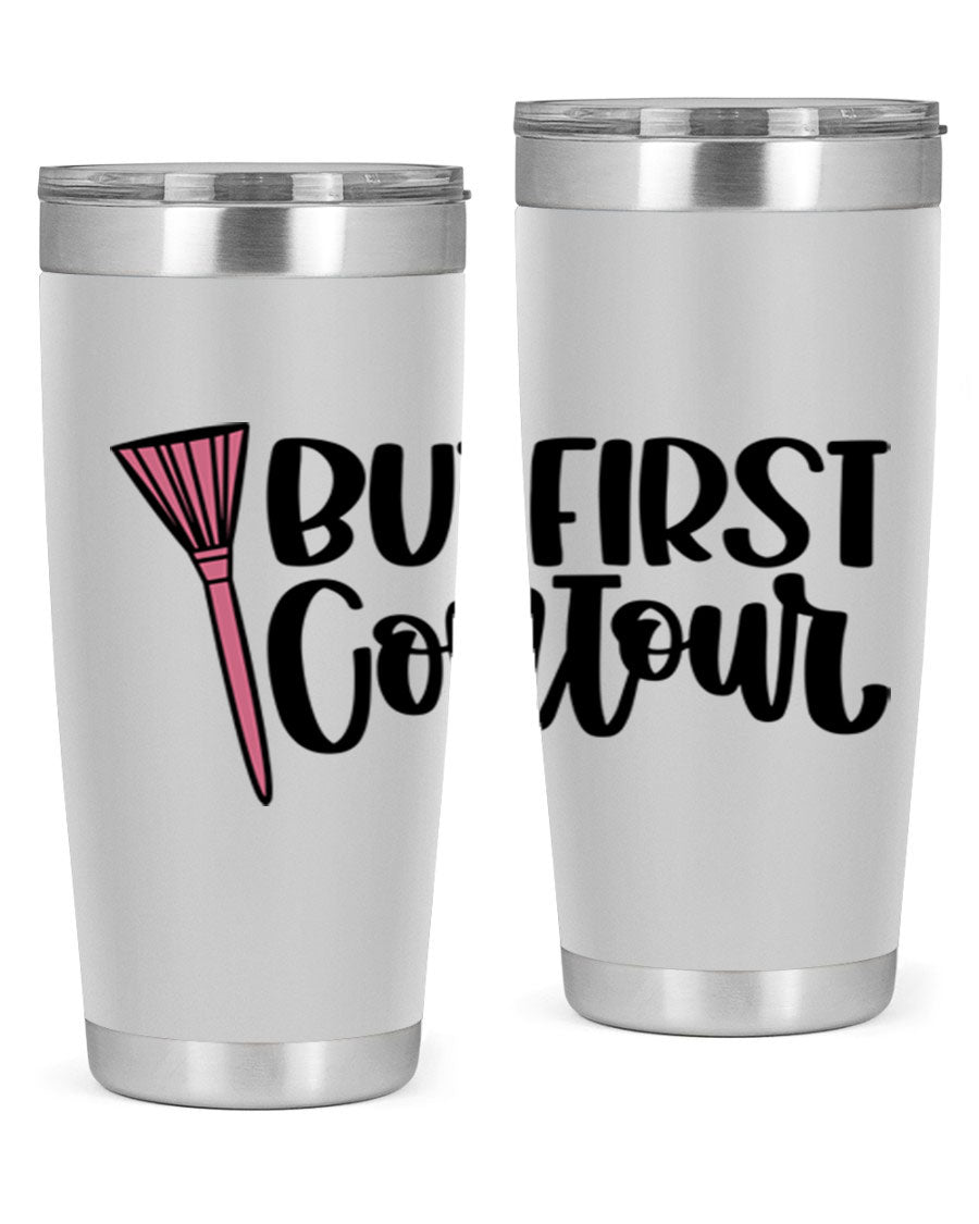 But First Contour Style 20oz Tumbler made of stainless steel with a stylish design, perfect for hot and cold beverages.