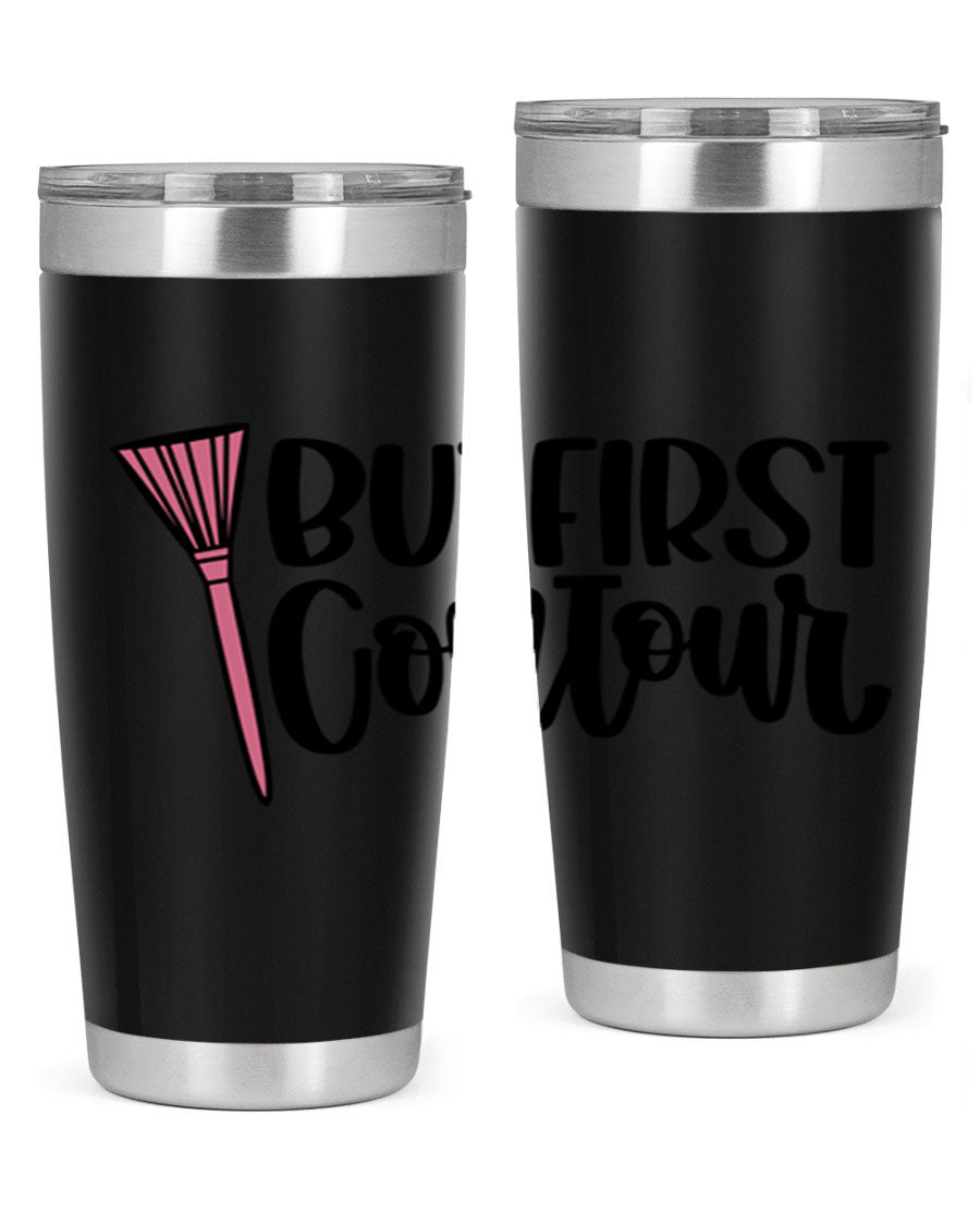 But First Contour Style 20oz Tumbler made of stainless steel with a stylish design, perfect for hot and cold beverages.