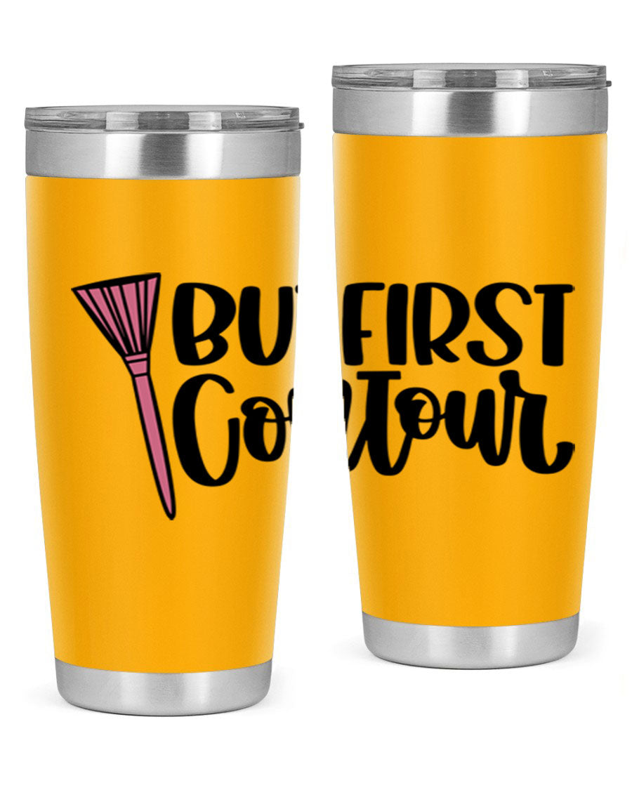 But First Contour Style 20oz Tumbler made of stainless steel with a stylish design, perfect for hot and cold beverages.