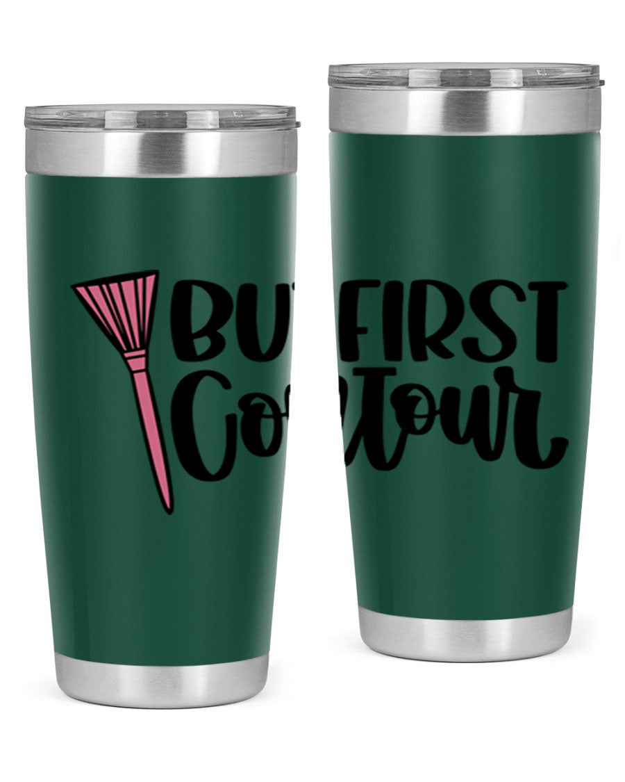 But First Contour Style 20oz Tumbler made of stainless steel with a stylish design, perfect for hot and cold beverages.