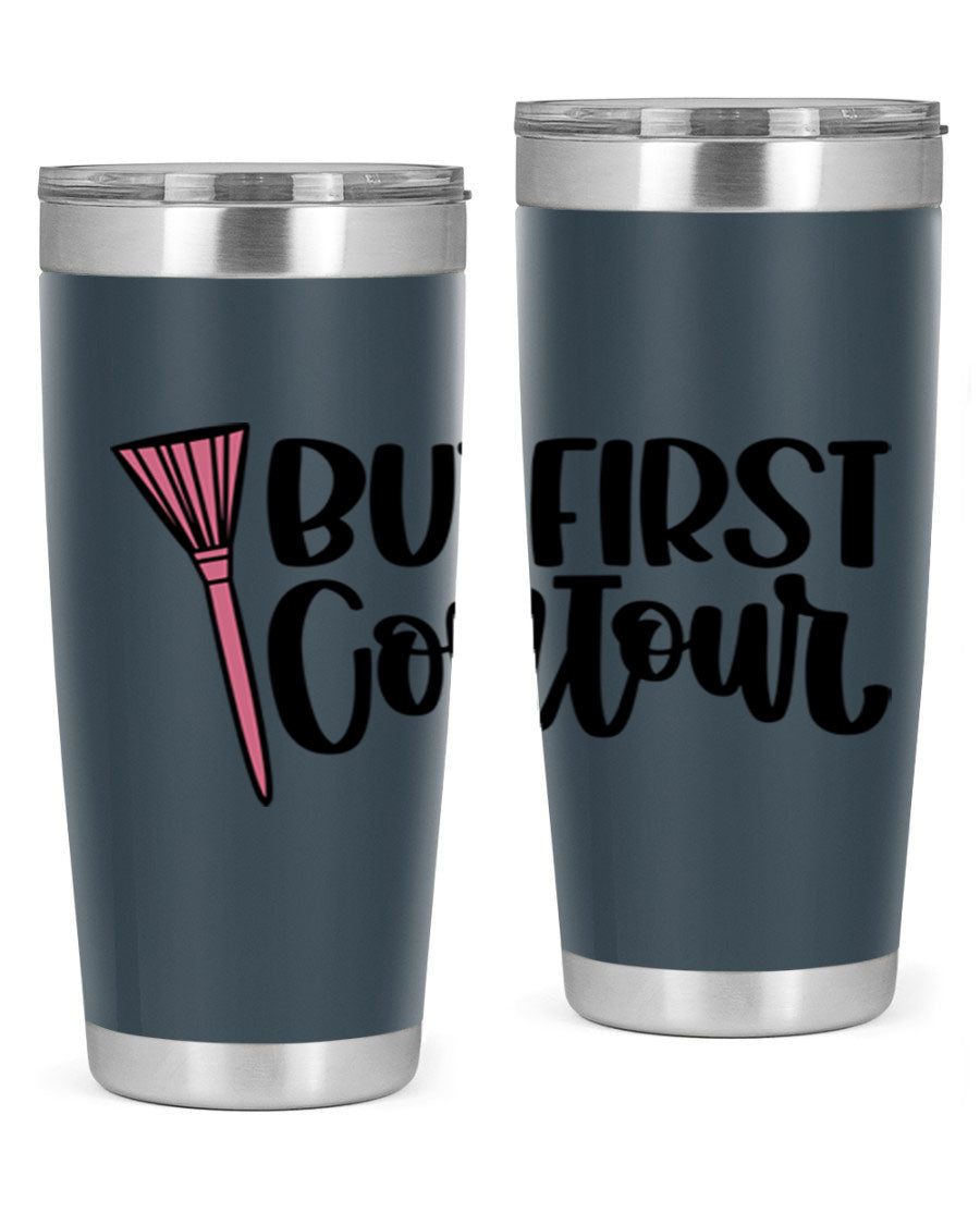 But First Contour Style 20oz Tumbler made of stainless steel with a stylish design, perfect for hot and cold beverages.