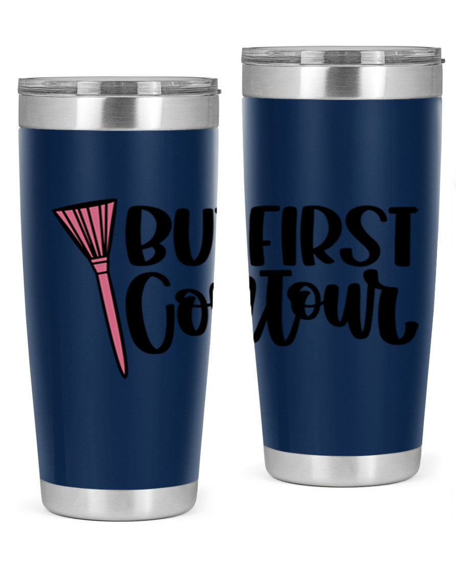 But First Contour Style 20oz Tumbler made of stainless steel with a stylish design, perfect for hot and cold beverages.