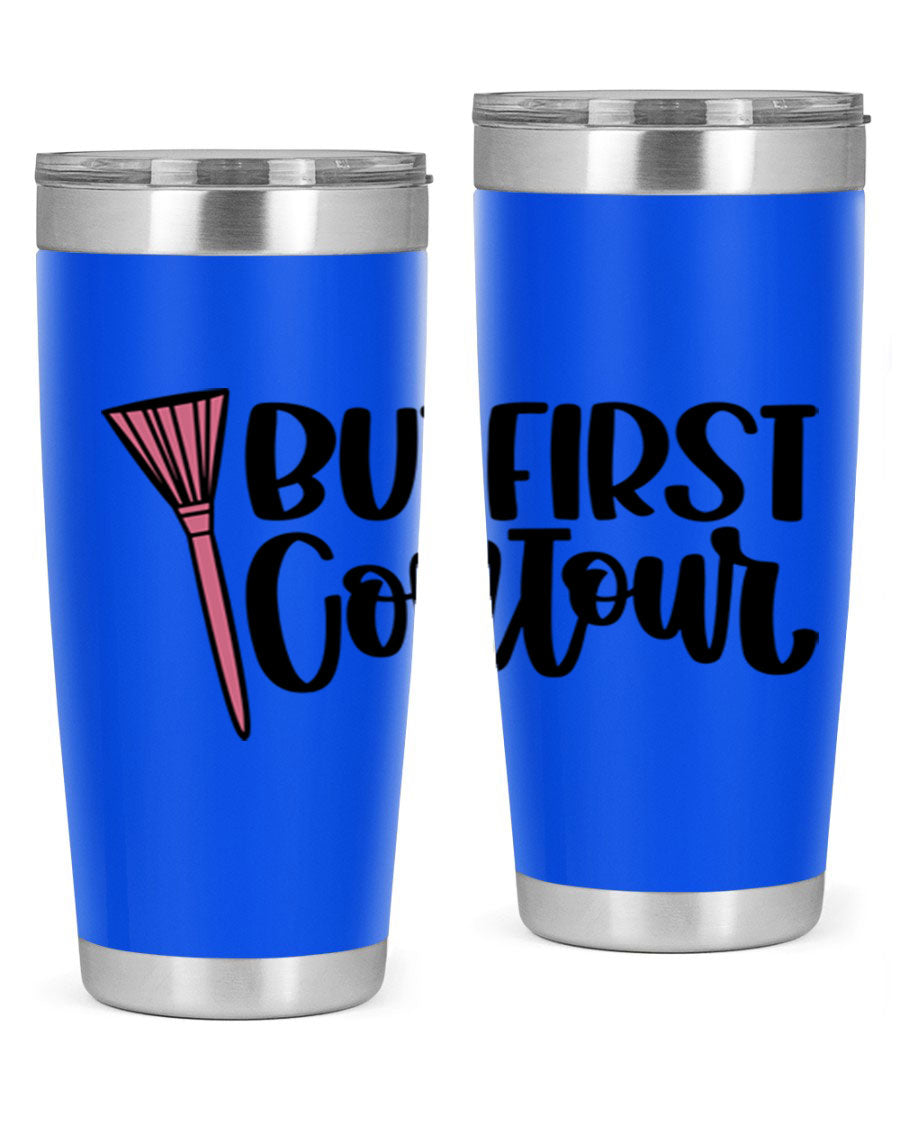 But First Contour Style 20oz Tumbler made of stainless steel with a stylish design, perfect for hot and cold beverages.