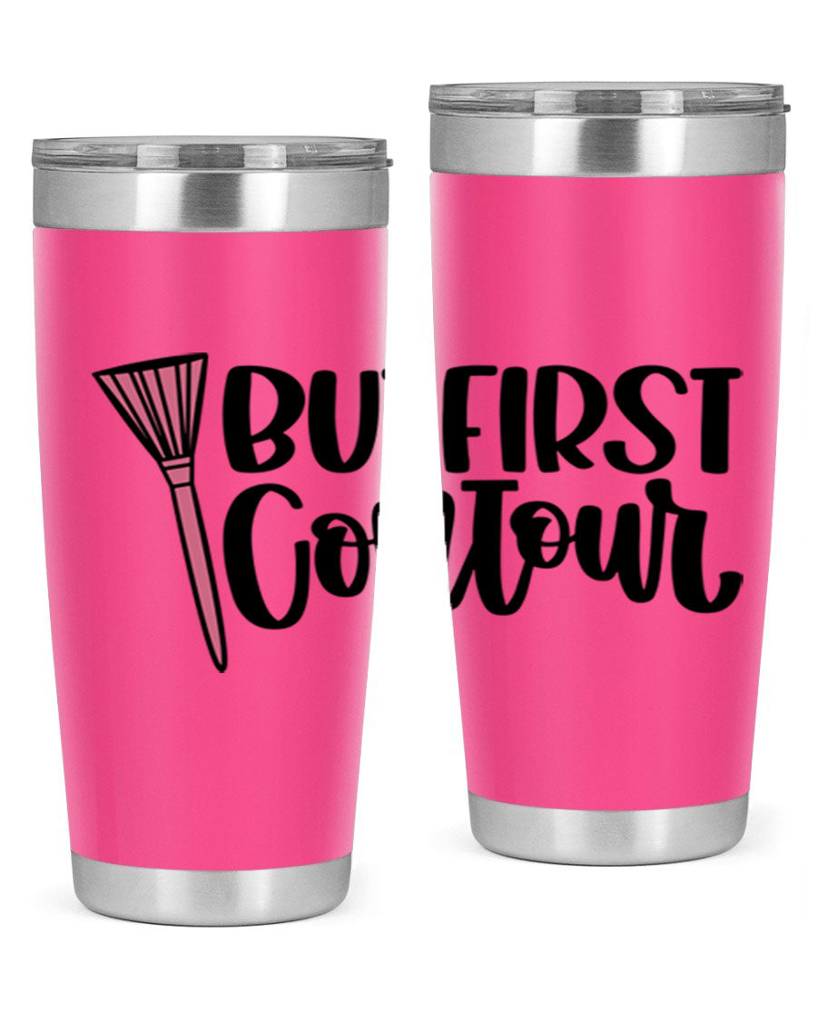 But First Contour Style 20oz Tumbler made of stainless steel with a stylish design, perfect for hot and cold beverages.