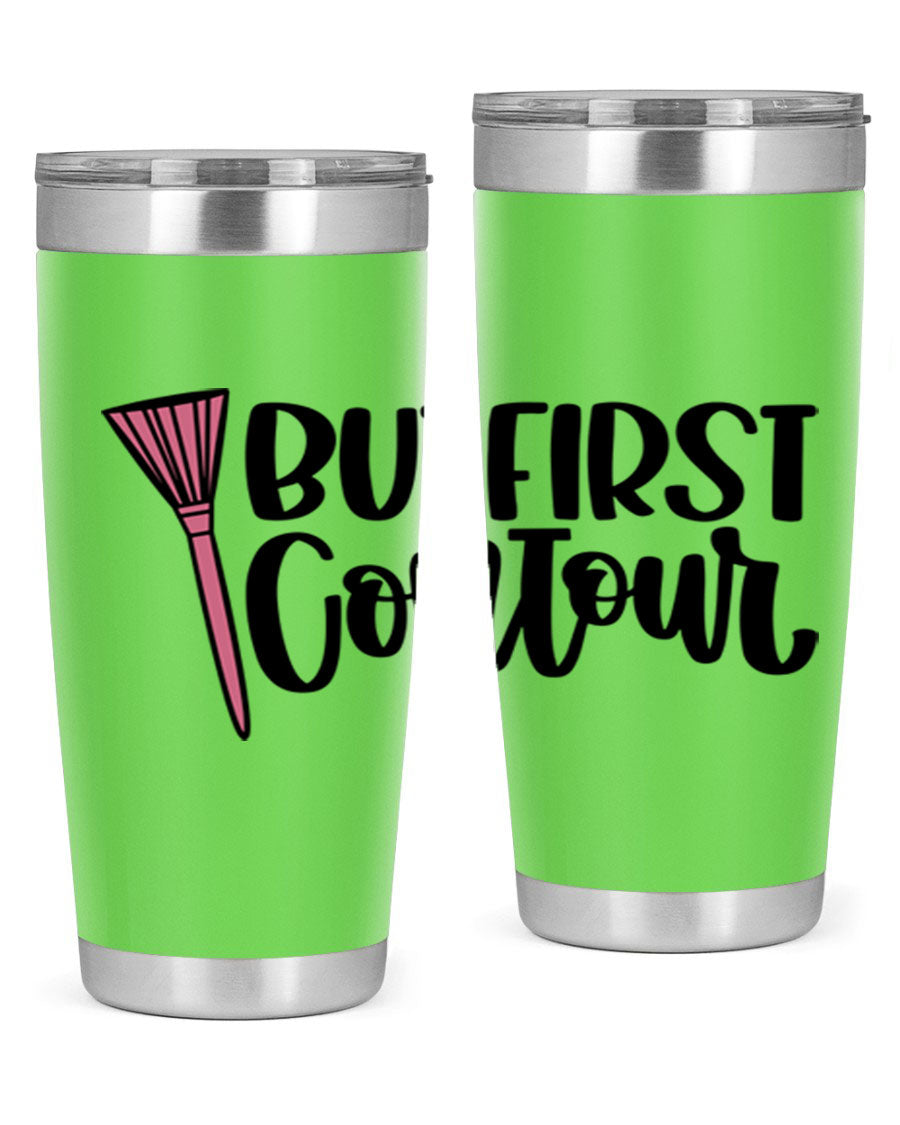 But First Contour Style 20oz Tumbler made of stainless steel with a stylish design, perfect for hot and cold beverages.