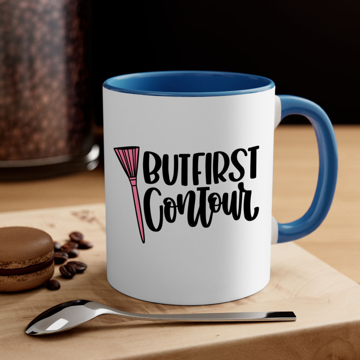 But First Contour Style 120# Mug in five vibrant colors with a glossy finish and easy-grip handle.