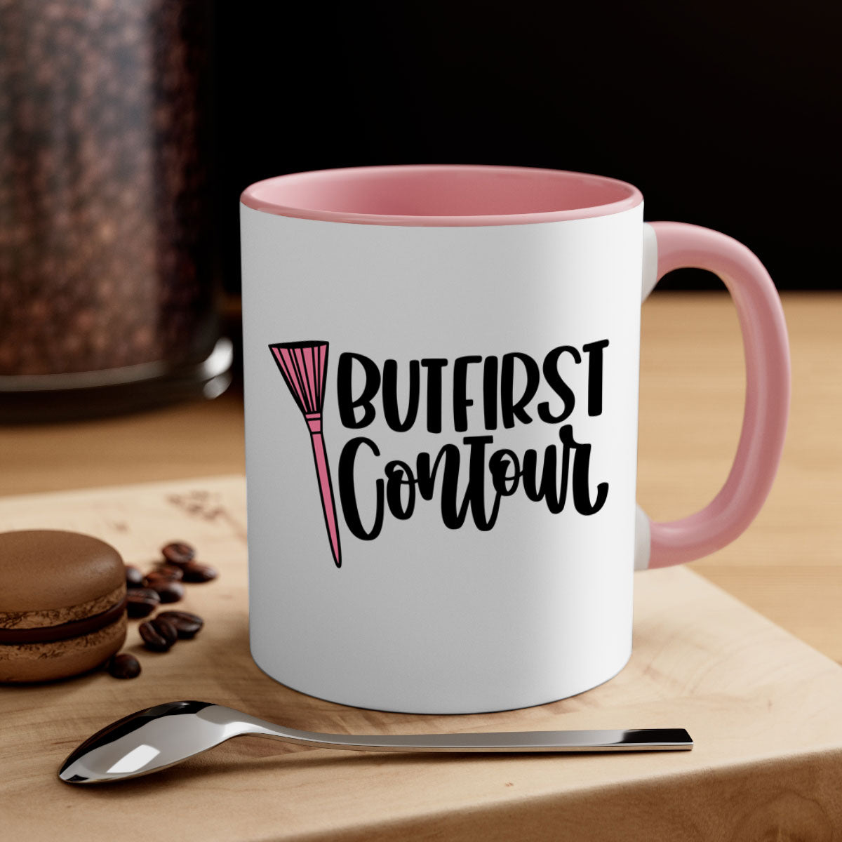 But First Contour Style 120# Mug in five vibrant colors with a glossy finish and easy-grip handle.