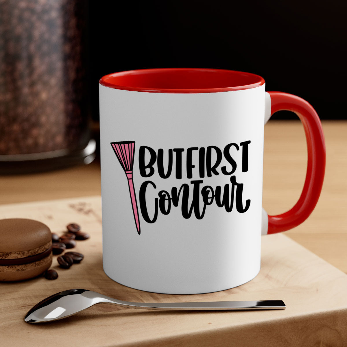 But First Contour Style 120# Mug in five vibrant colors with a glossy finish and easy-grip handle.