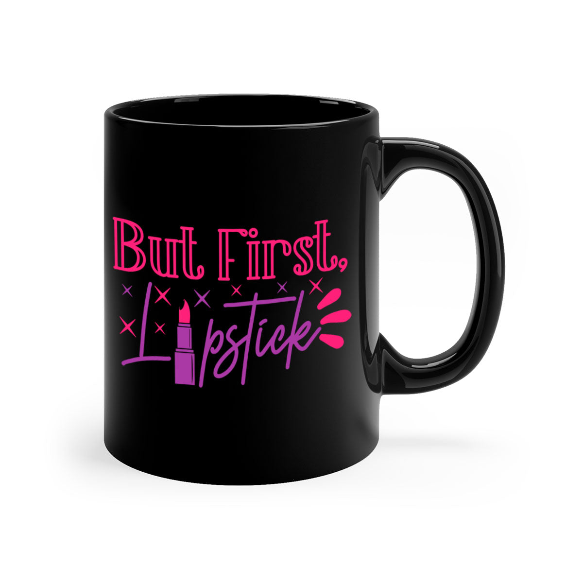 But First Lipstick Style 244# Mug with colorful handle and interior, showcasing a glossy finish.