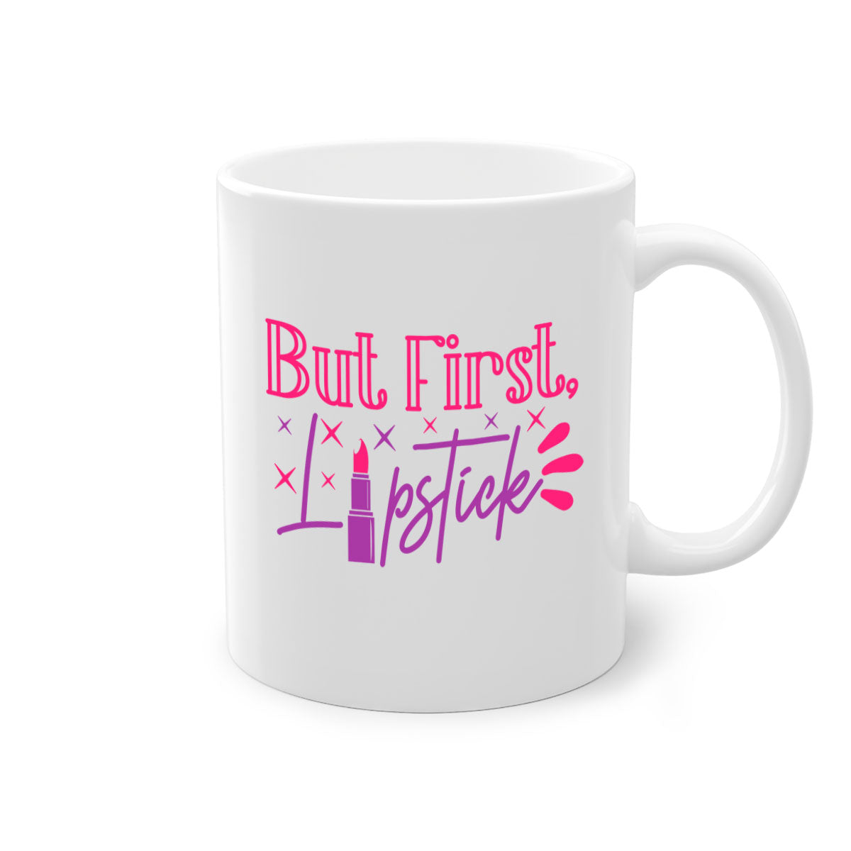 But First Lipstick Style 244# Mug with colorful handle and interior, showcasing a glossy finish.