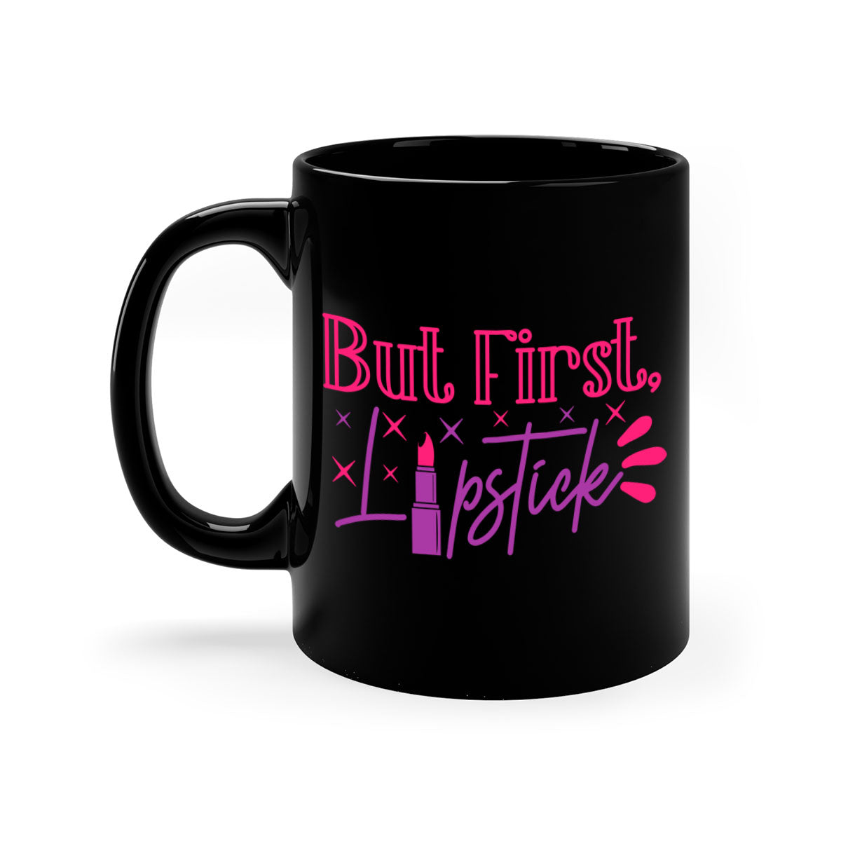 But First Lipstick Style 244# Mug with colorful handle and interior, showcasing a glossy finish.