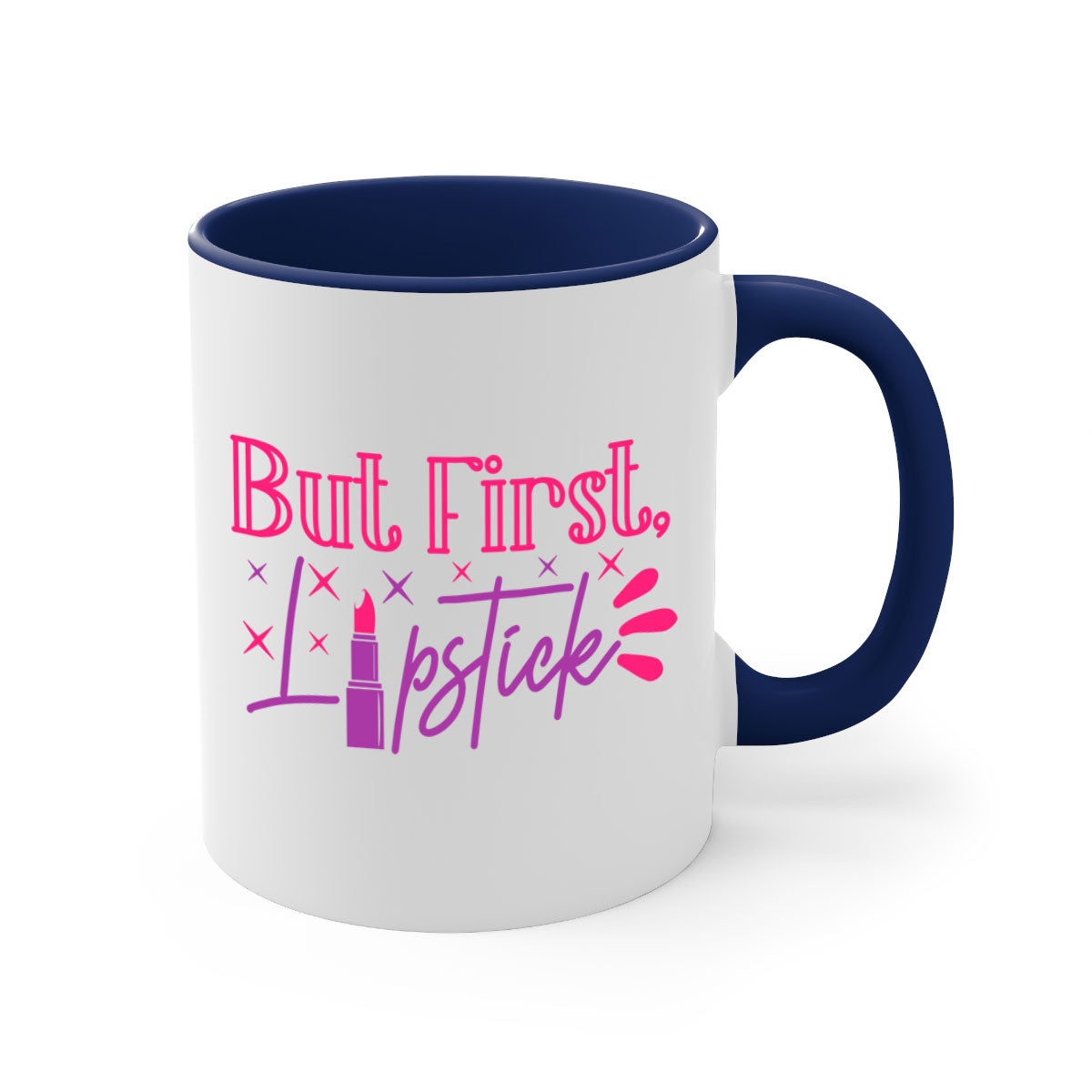 But First Lipstick Style 244# Mug with colorful handle and interior, showcasing a glossy finish.