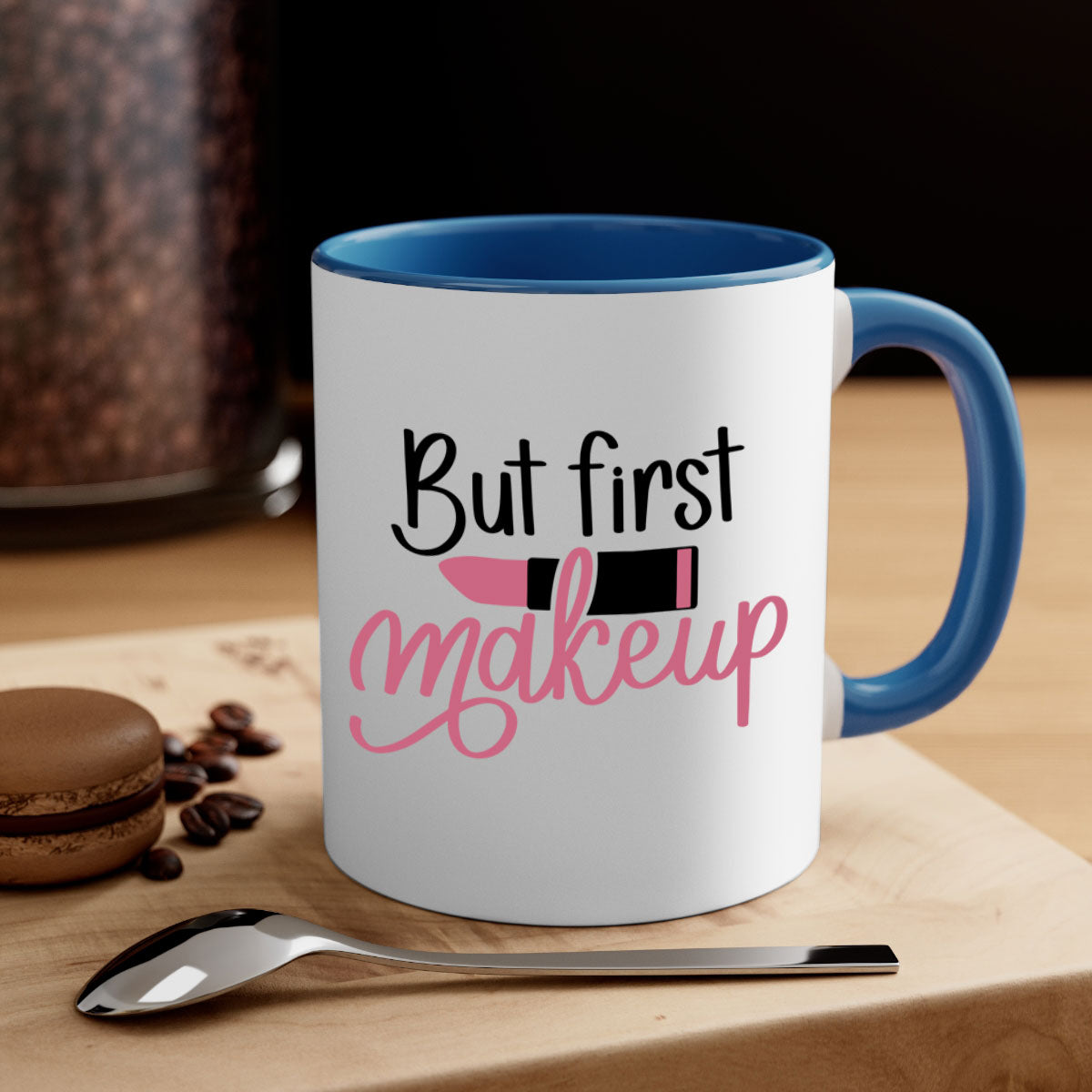 But First Makeup Style 117# Mug with colorful handle and interior, showcasing a glossy finish.