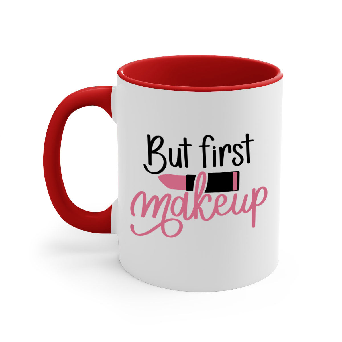 But First Makeup Style 117# Mug with colorful handle and interior, showcasing a glossy finish.