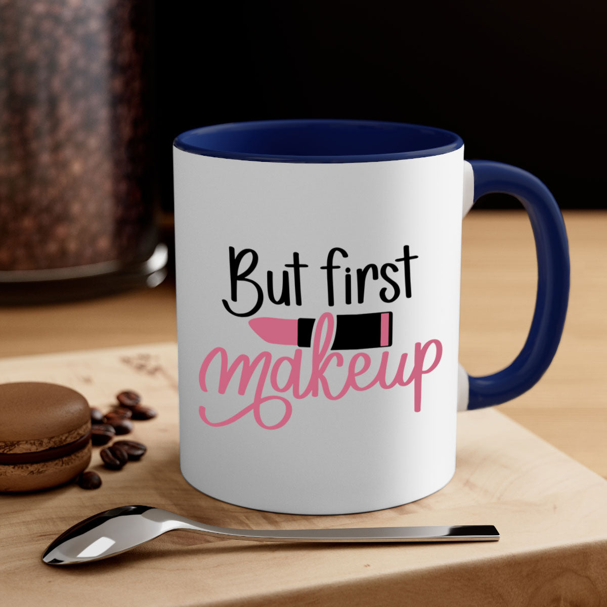 But First Makeup Style 117# Mug with colorful handle and interior, showcasing a glossy finish.