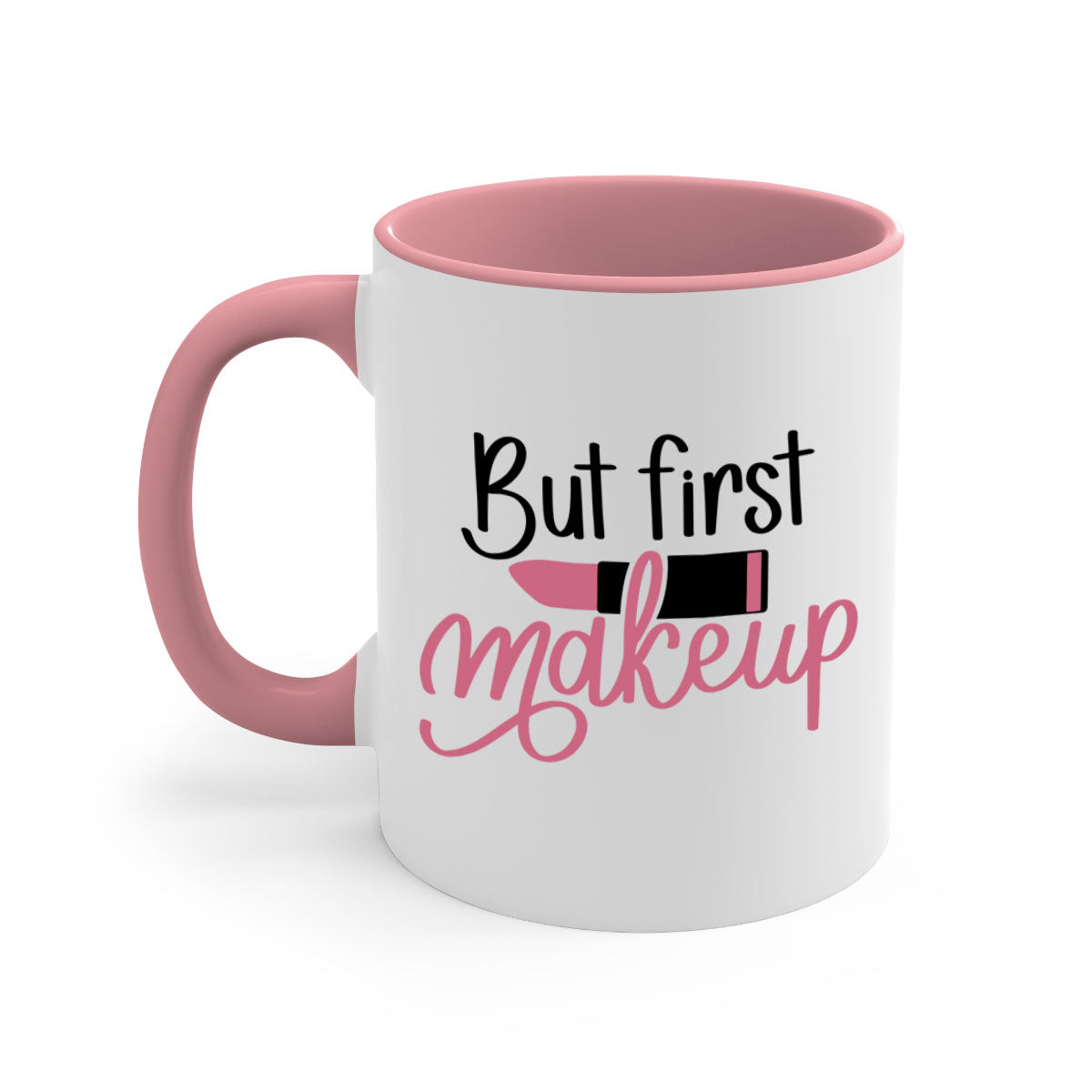 But First Makeup Style 117# Mug with colorful handle and interior, showcasing a glossy finish.