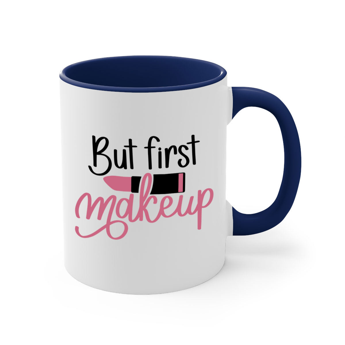 But First Makeup Style 117# Mug with colorful handle and interior, showcasing a glossy finish.