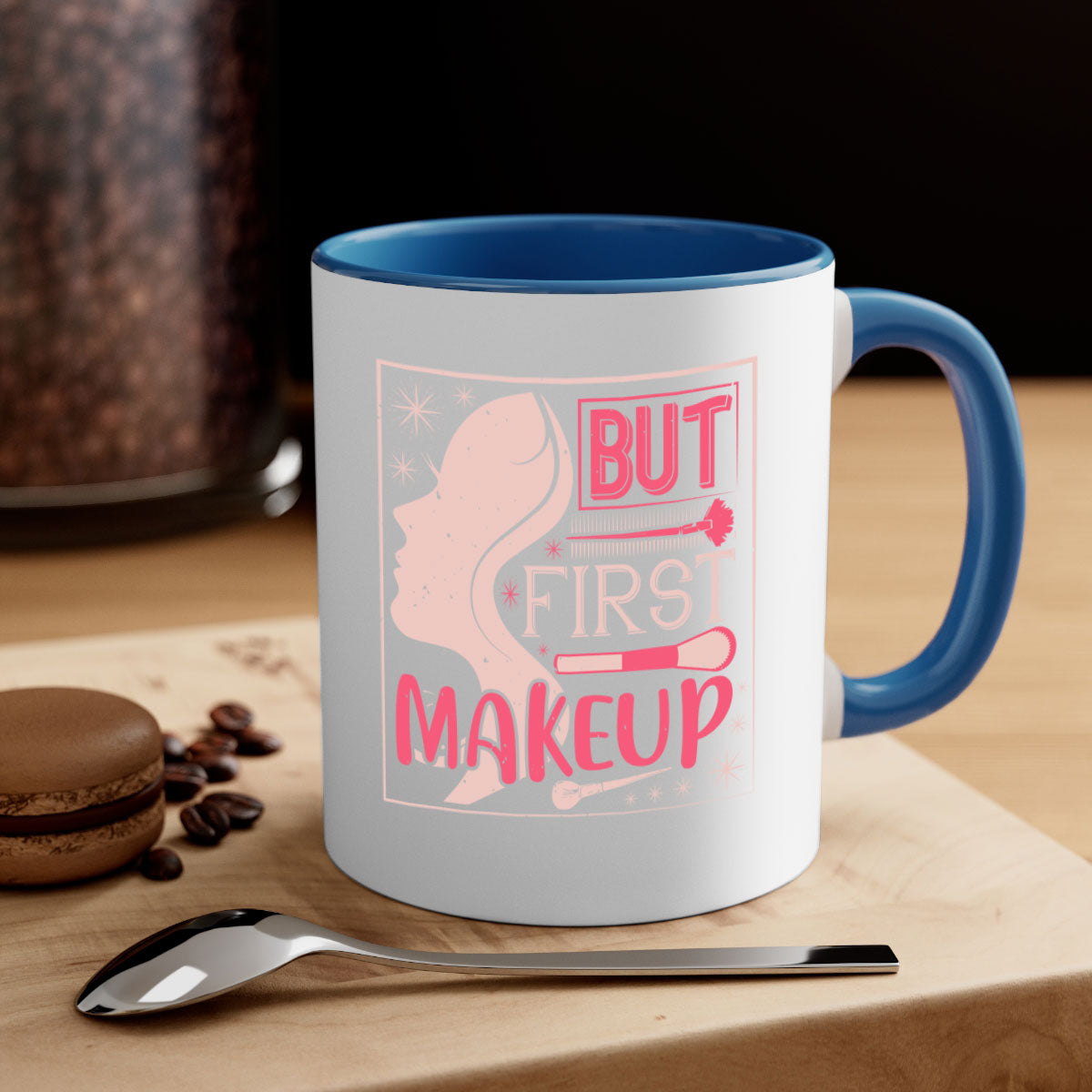 But first makeup Style 260# Mug featuring a two-tone design with a colored handle and glossy finish, available in multiple colors.