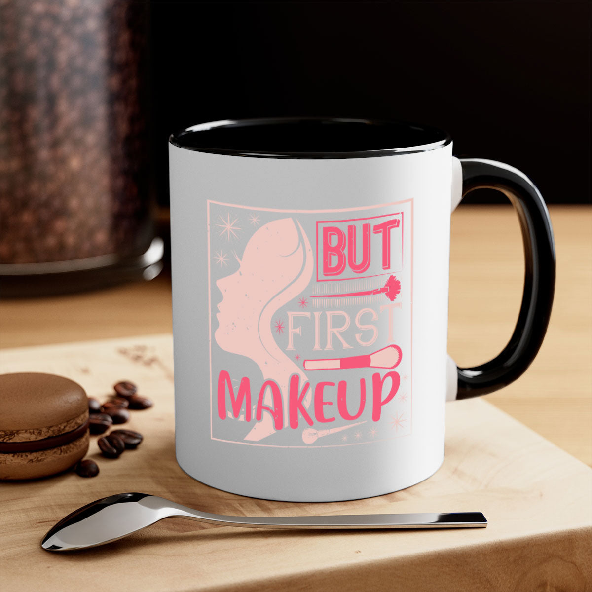 But first makeup Style 260# Mug featuring a two-tone design with a colored handle and glossy finish, available in multiple colors.