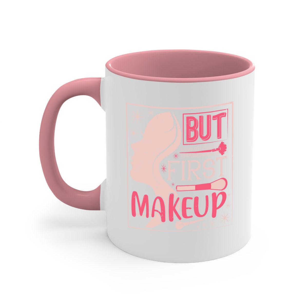 But first makeup Style 260# Mug featuring a two-tone design with a colored handle and glossy finish, available in multiple colors.