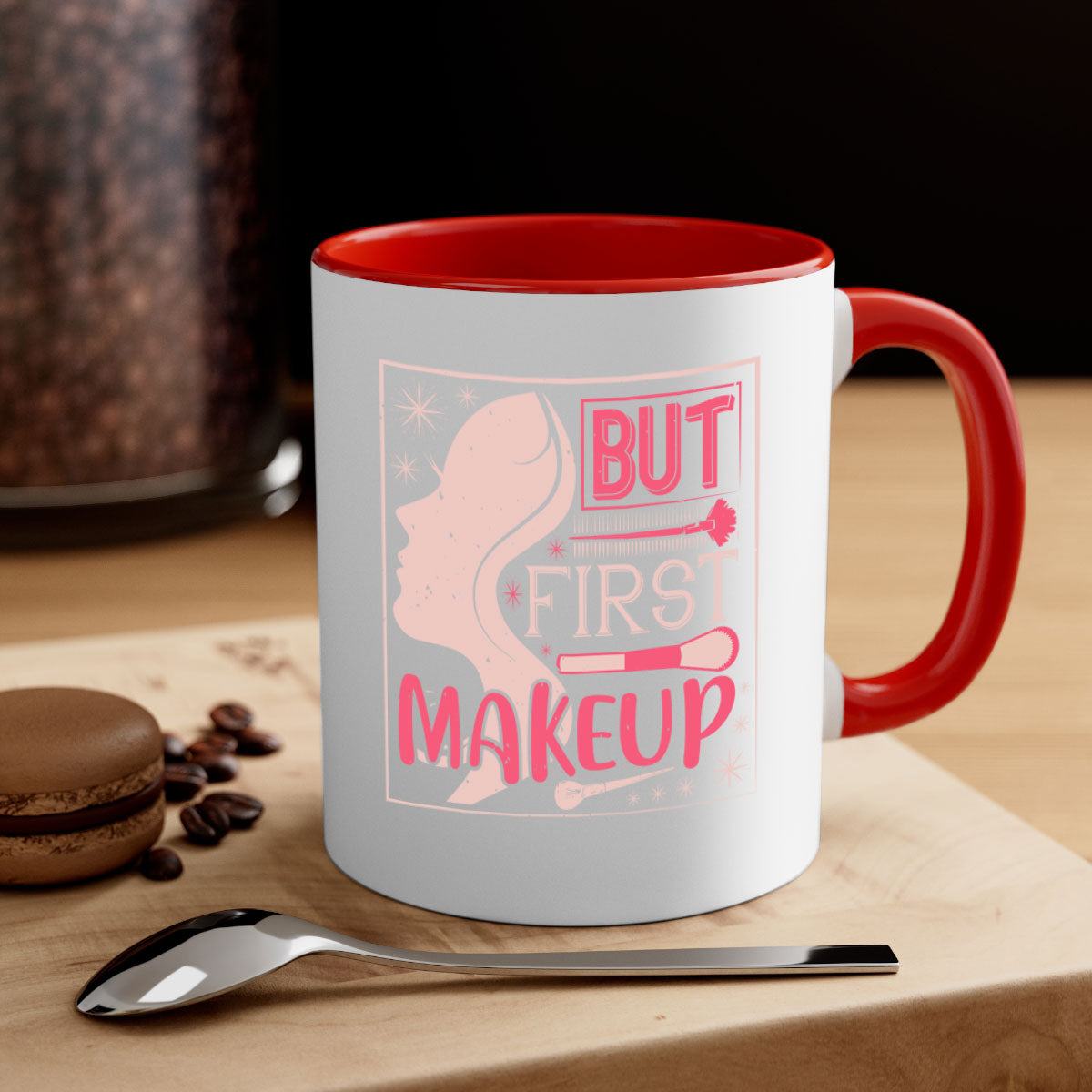 But first makeup Style 260# Mug featuring a two-tone design with a colored handle and glossy finish, available in multiple colors.