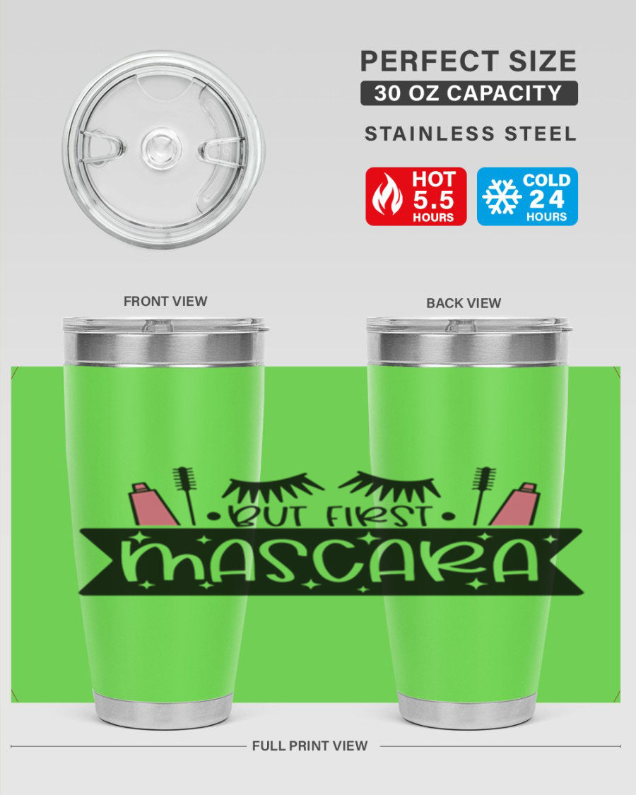 But First Mascara Style 114# tumbler in stainless steel with a stylish design, perfect for hot and cold beverages.