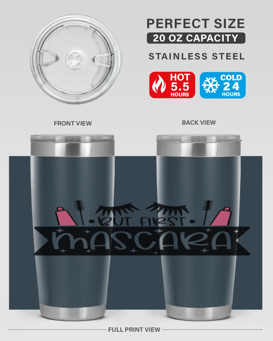 But First Mascara Style 114# tumbler in stainless steel with a stylish design, perfect for hot and cold beverages.