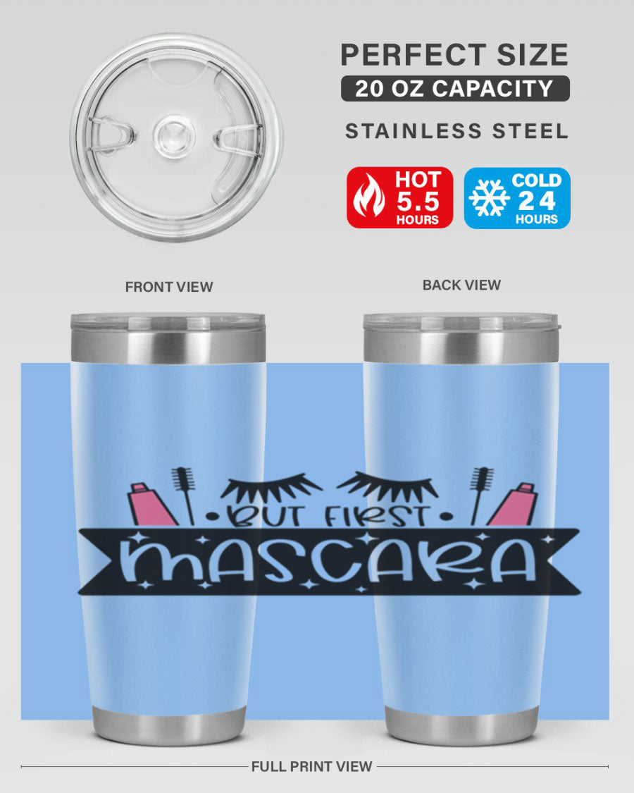 But First Mascara Style 114# tumbler in stainless steel with a stylish design, perfect for hot and cold beverages.