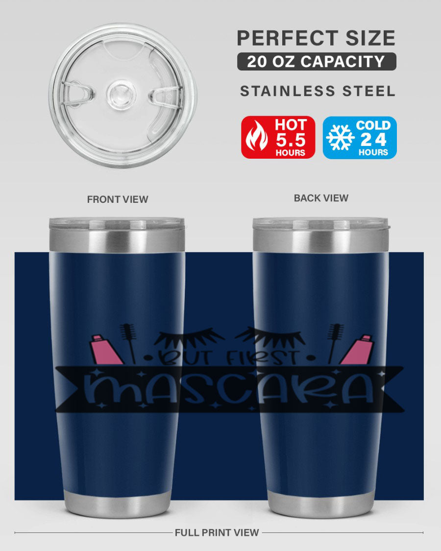 But First Mascara Style 114# tumbler in stainless steel with a stylish design, perfect for hot and cold beverages.