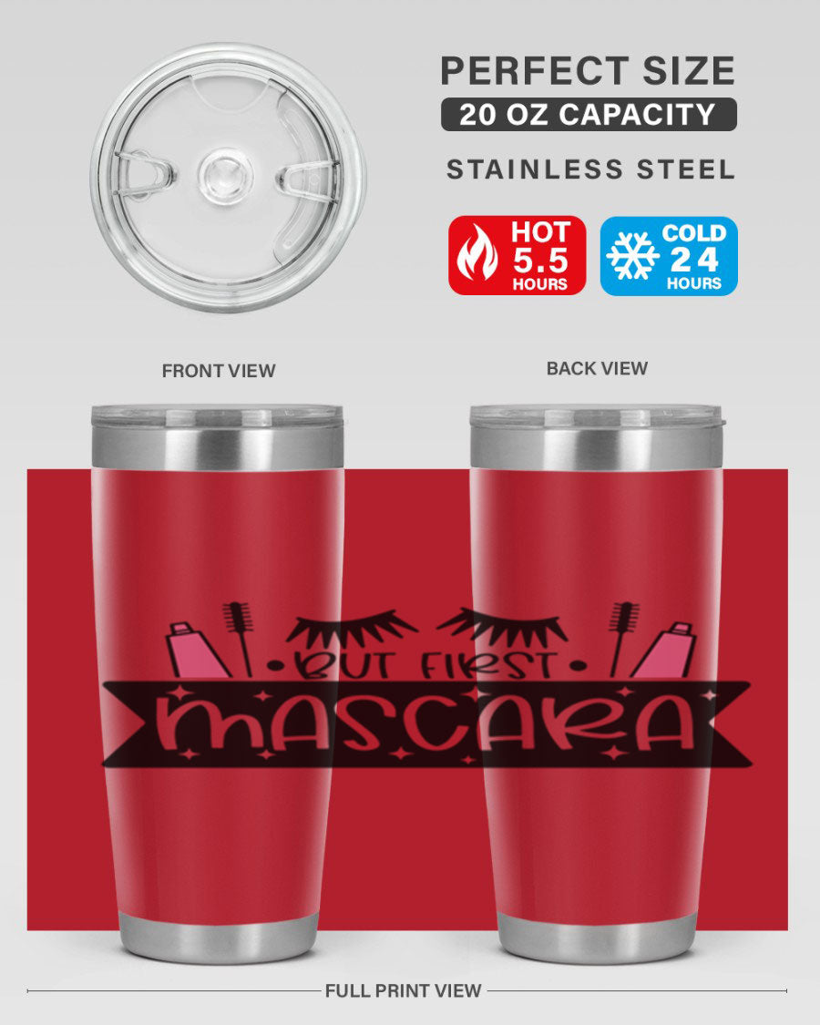 But First Mascara Style 114# tumbler in stainless steel with a stylish design, perfect for hot and cold beverages.