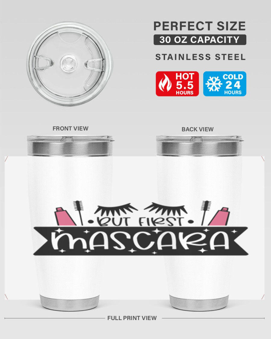 But First Mascara Style 114# tumbler in stainless steel with a stylish design, perfect for hot and cold beverages.