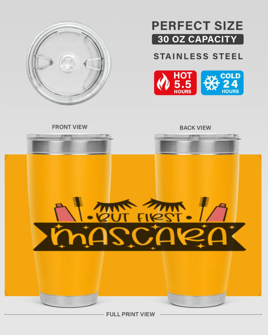 But First Mascara Style 114# tumbler in stainless steel with a stylish design, perfect for hot and cold beverages.