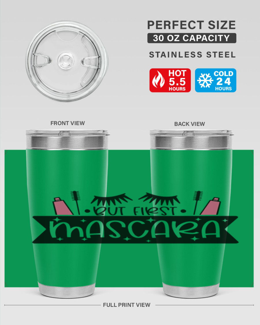 But First Mascara Style 114# tumbler in stainless steel with a stylish design, perfect for hot and cold beverages.